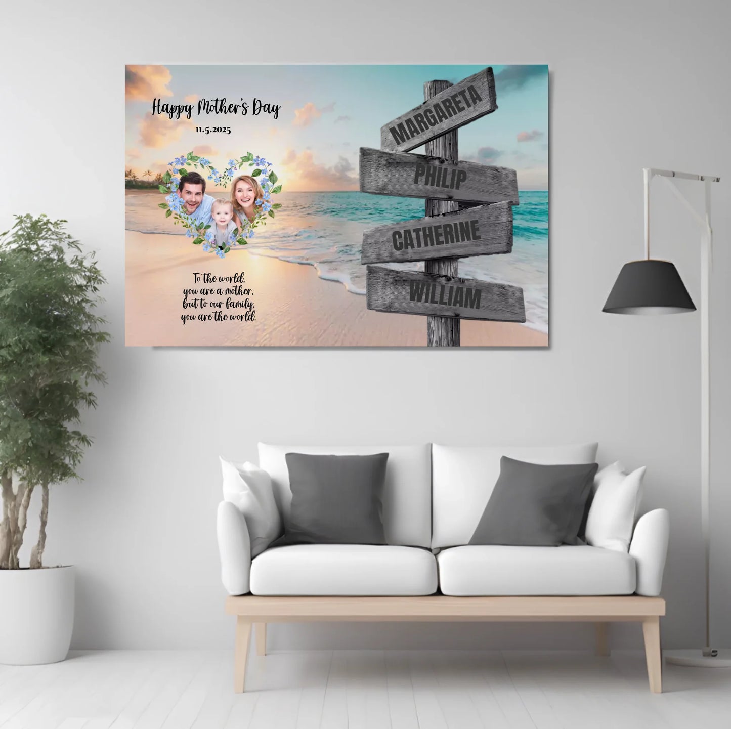 Custom Happy Mother's Day Photo and Names Canvasart [all]